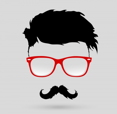 mustache glasses hairstyleのイラスト素材