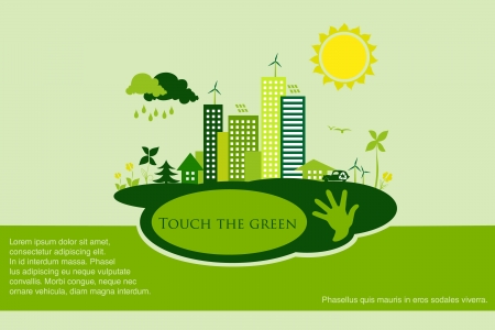 environmental conservation cities  green Cityのイラスト素材