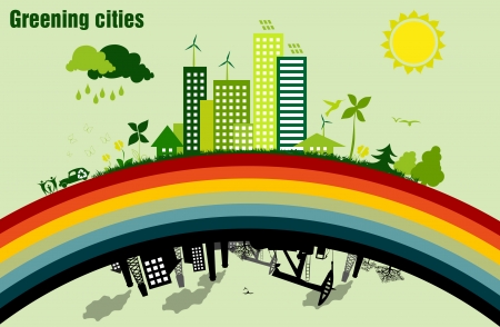 Greening cities  concept of ecologyのイラスト素材