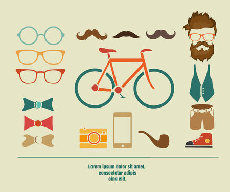 hipster style elementsのイラスト素材