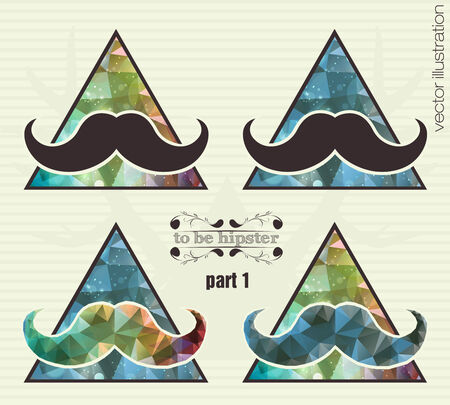 hipster background with a mustache in a triangle of colored trianglesのイラスト素材