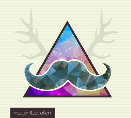 hipster background with a mustache in a triangle of colored trianglesのイラスト素材