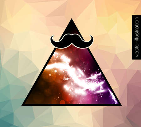 hipster background with a mustache in a triangle of colored trianglesのイラスト素材