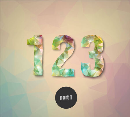 triangular crystal numbers abstract colored part oneのイラスト素材