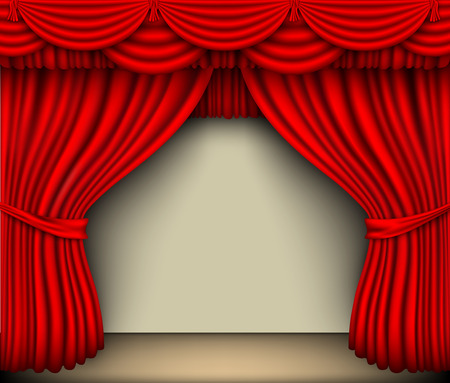 red silk curtain with shadows and screen for the movieのイラスト素材