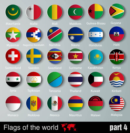 vector Flags of all countries  with shadowsのイラスト素材