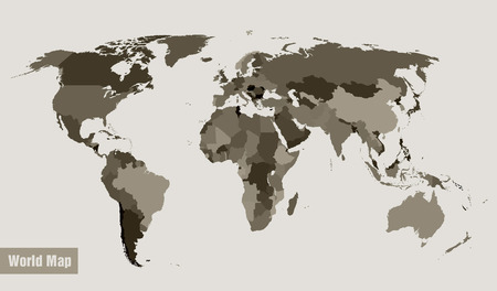 vector map of the world divided by countryのイラスト素材