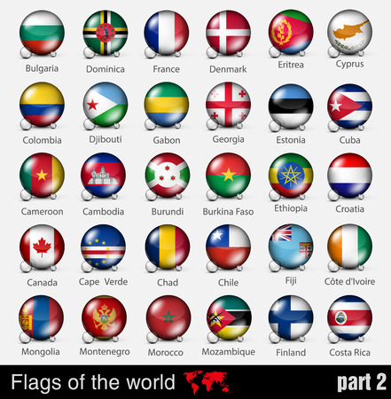 Flags of all countries in the 3d ball with shadowsのイラスト素材