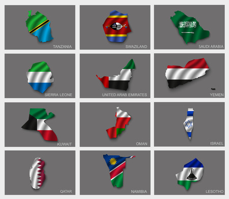 Flags in the form of states with shadowsのイラスト素材