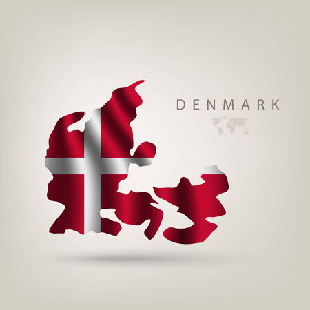 Flag of Denmark as a country with a shadowのイラスト素材