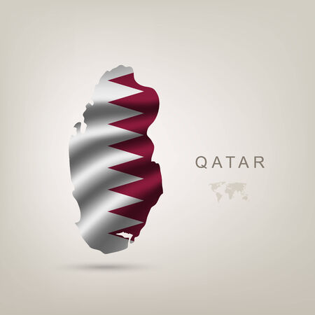 flag of Qatar as a country with a shadowのイラスト素材
