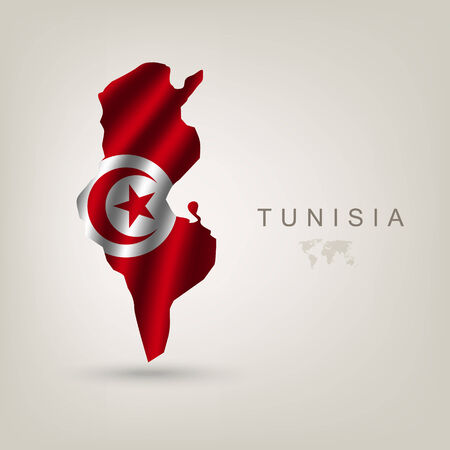 Flag of Tunisia as a country with a shadowのイラスト素材