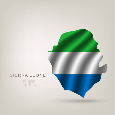 flag Sierra LEONE a country with shadowのイラスト素材