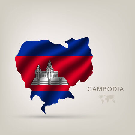 flag of Cambodia as a country with a shadowのイラスト素材