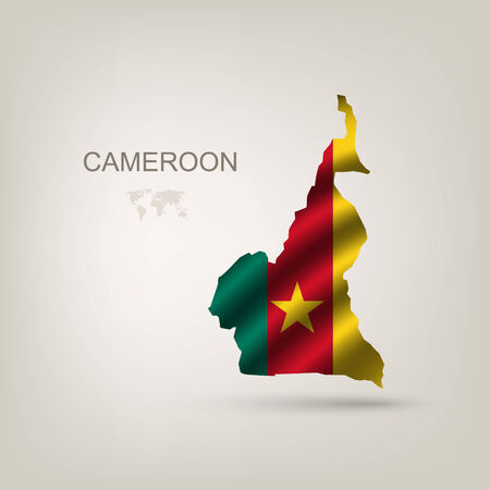 Flag of Cameroon as a country with a shadowのイラスト素材
