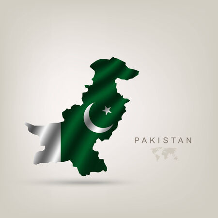 Flag of Pakistan as a country with a shadowのイラスト素材