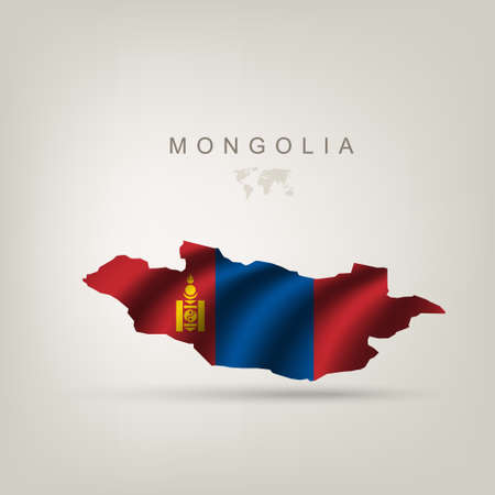 Flag of Mongolia as a country with a shadowのイラスト素材