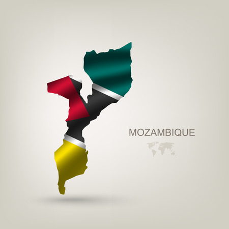 flag of Mozambique as a country with a shadowのイラスト素材