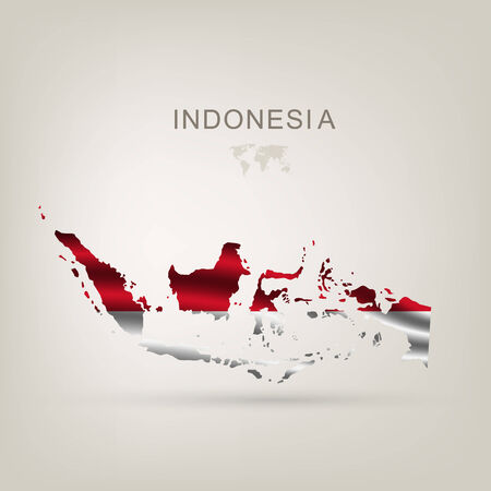 flag of Indonesia as a country with a shadowのイラスト素材