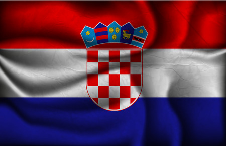 crumpled flag of Croatia on a light background.のイラスト素材