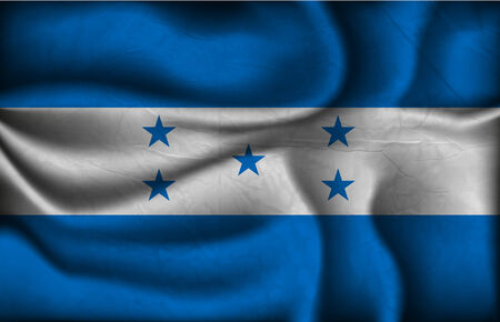 crumpled flag of Honduras on a light background.のイラスト素材