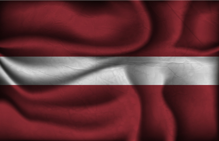 crumpled flag of Latvia on a light background.のイラスト素材