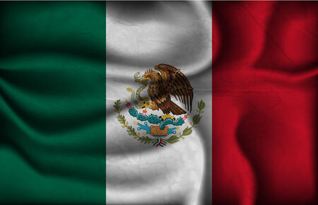 crumpled flag of Mexico on a light background.のイラスト素材