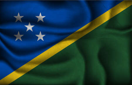 crumpled flag of Solomon Islands on a light background.のイラスト素材