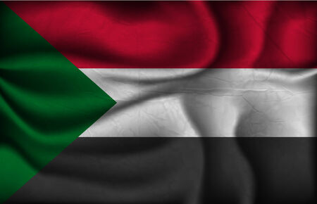 crumpled flag of Sudan on a light background.のイラスト素材