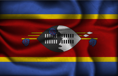 crumpled flag of Swaziland on a light background.のイラスト素材