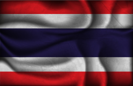 crumpled flag of Thailand on a light background.のイラスト素材