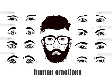 description of human emotions in his eyesのイラスト素材