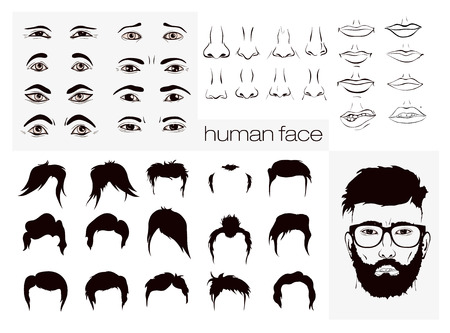 vector elements of a person\'s face menのイラスト素材