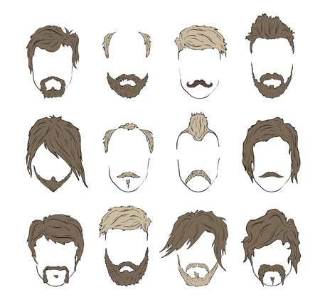 Illustrations hairstyles with a beard and mustache. stylish and fashionableのイラスト素材