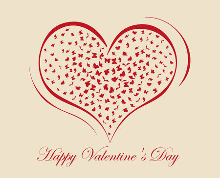 living heart on Valentine Day with butterfliesのイラスト素材