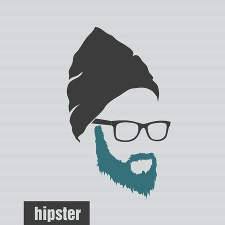 icon hairstyles beard and mustache hipster full faceのイラスト素材