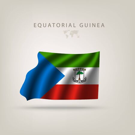 Flag of EQUATORIAL GUINEA as a country with shadowのイラスト素材