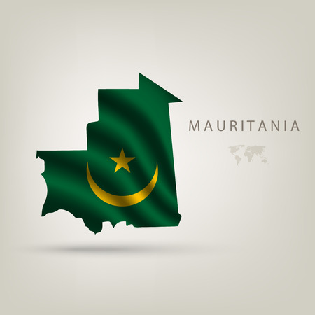 Flag of MAURITANIA as a country with a shadowのイラスト素材