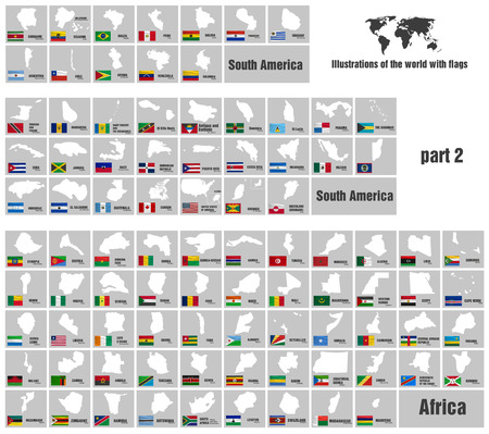 Illustrations of the world with flags and capitalsのイラスト素材