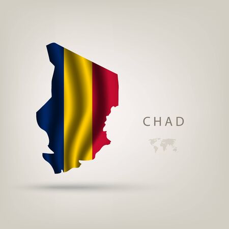Flag of CHAD as a country with shadowのイラスト素材