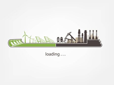 Icon download from mills and factories against renewable energyのイラスト素材