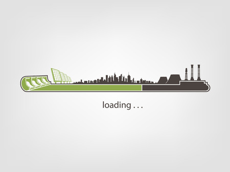 Icon download from mills and factories against renewable energyのイラスト素材