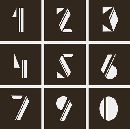 abstract numerals. numbers of geometric shapes and linesのイラスト素材
