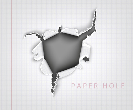 torn paper. hole in the notebook sheet in a cageのイラスト素材