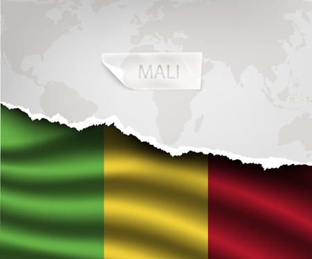 torn paper with hole and shadows MALI flagのイラスト素材