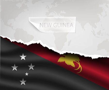 torn paper with hole and shadows NEW GUINEA flagのイラスト素材