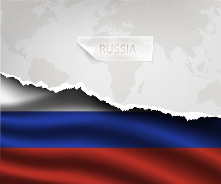 torn paper with hole and shadows RUSSIA flagのイラスト素材