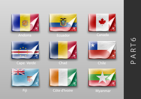 22 set of flags of all the countries tattered masking tapeのイラスト素材
