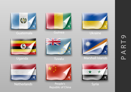 22 set of flags of all the countries tattered masking tapeのイラスト素材