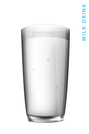 drink a glass of white milk on a white backgroundのイラスト素材